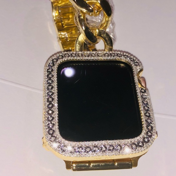 10k Gold Vermeil REAL DIAMOND Apple Watch bezel NOT CZ NOT Fake Free appraisal! - Picture 10 of 10
